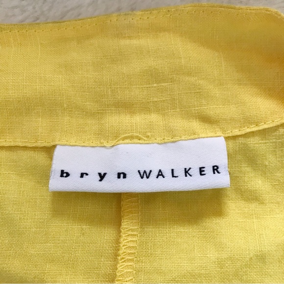 bryn WALKER Button Front Relaxed Linen Lagenlook Duster Jacket Yellow Medium - Picture 9 of 12